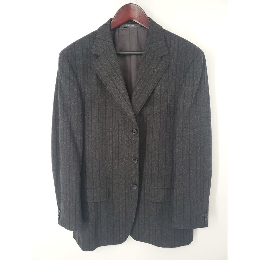 Recent Z Zegna 38R Angora Wool Gray Tonal Stripe Unstructured Sport‎ Coat